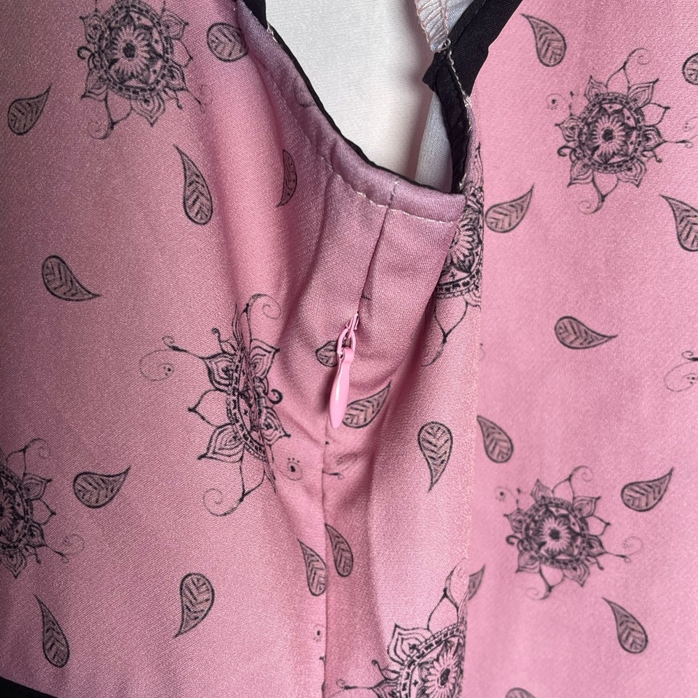 Vintage Inspired Pink and Black Floral Paisley Dress - Picture 3 of 7